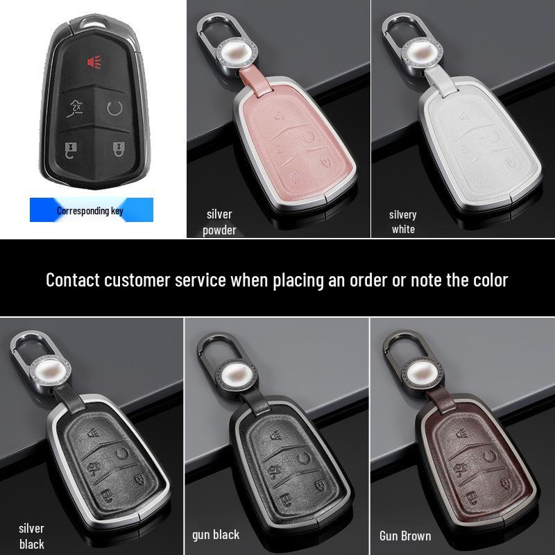 Genuine Leather Key Case for Cadillac XT5, CT5, XTS Key Fob - Unisex Design with Buckle