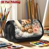 1pc Large Capacity Double Layer Flip Pencil Case Suitable for Schools, Offices & Travel - Vintage Bear & Rose Design Zipper Closure Supply, Fashionabl
