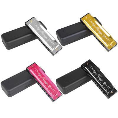 Harmonica KeyC Blues en acier inoxydable, Bronze phosphoreux, 10 trous, 20 tons, pour débutant, avec étui