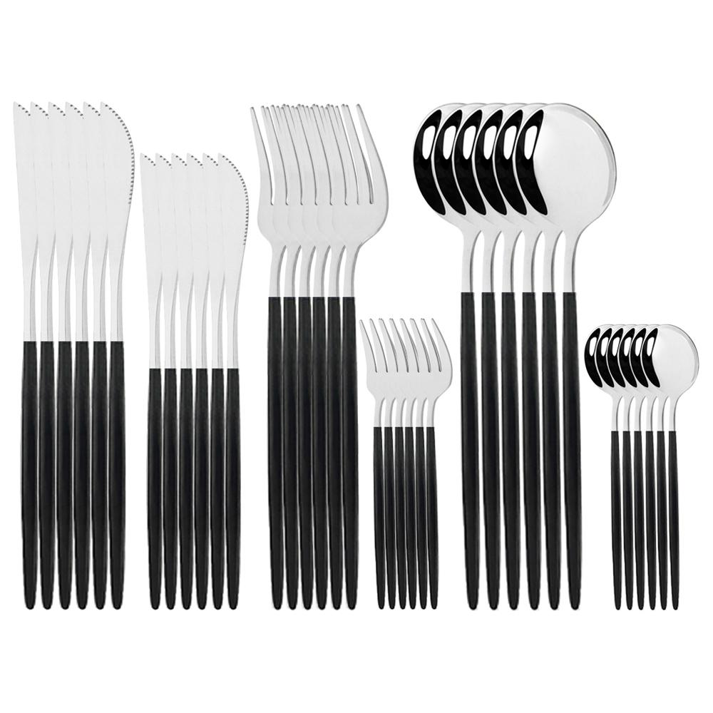 36Pcs Stainless Steel Mint Gold Dinnerware Set Dessert Knife Cake Fork Coffee Spoon Cutlery Set Kitchen Tableware Silverware Set