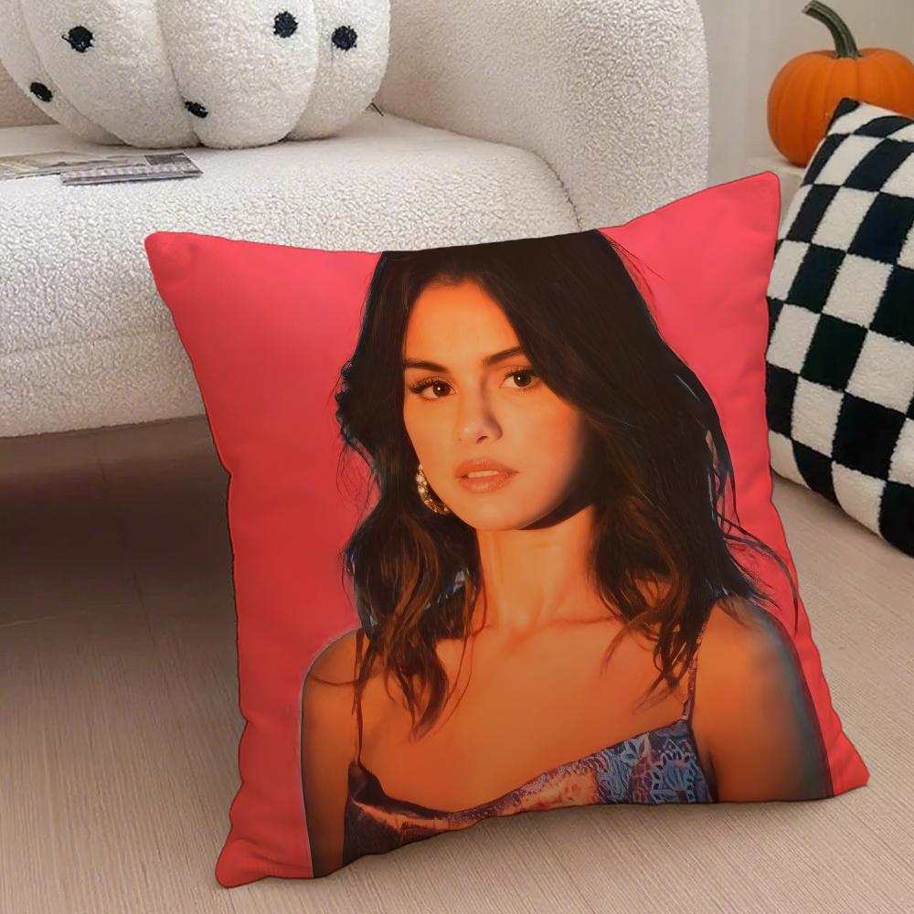 S-Selena Gomez Kissenbezug Leinen Kissenhülle Weich Atmungsaktiv Schutz Couch Zimmer Dekoration