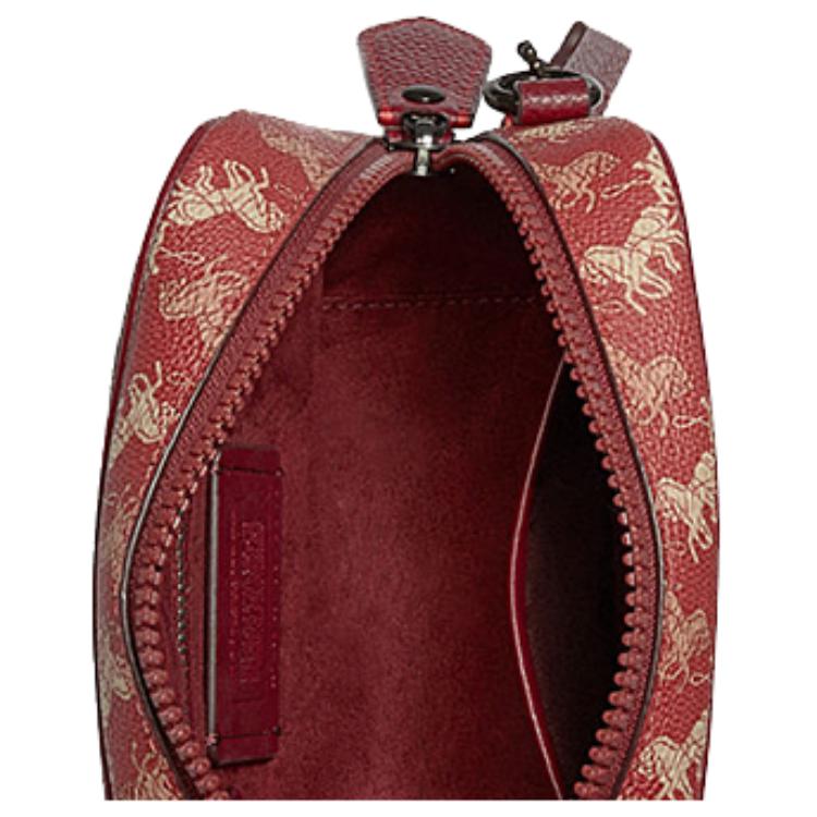 Coach Camera 16 Horse And Carriage Print Rainbow Pattern Canvas And Leather Camera Bag Women Shoulder Bag Red 79369-V5PES
