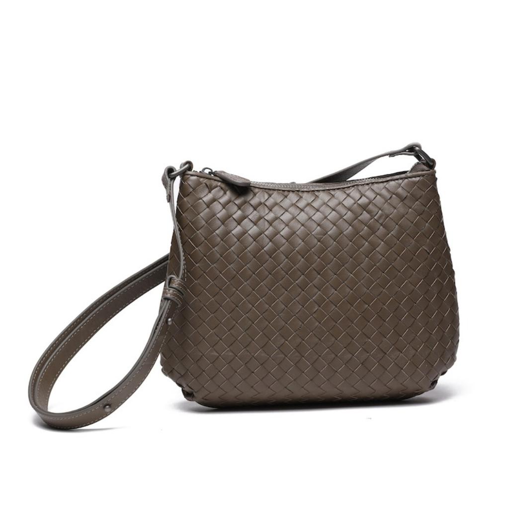 Trendige neue gewebte Damenhandtasche erste Schicht Lammleder handgefertigt Mode Umhängetasche Diagonal über den Körper tragbar Zweizwecktasche Damen vielseitige Crossbody-Tasche