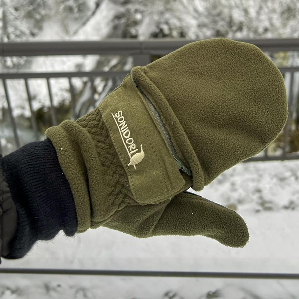 SONIDORI Rukavice pro fotoaparát pro divoké ptactvo, stabilní fleece pro udržení tepla, fotografování, vysoce výkonný 2směrný design, protiskluzová úprava, ovládání,