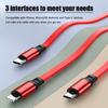 VAORLO 3 IN 1 100W Charging Cable For Micro/Type-C/Lightning Fast Charge Cable Support Data Transmission Super Charge Phone Line