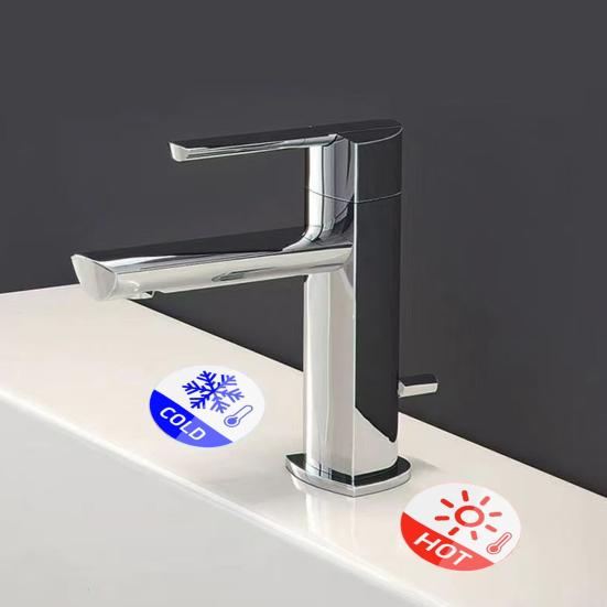 6Pcs/Set Hot Cold Sign Sticker Waterproof PVC Self-adhesive House Kindergarten Bathroom Office Water Temperature Indication Sticker Round Warning