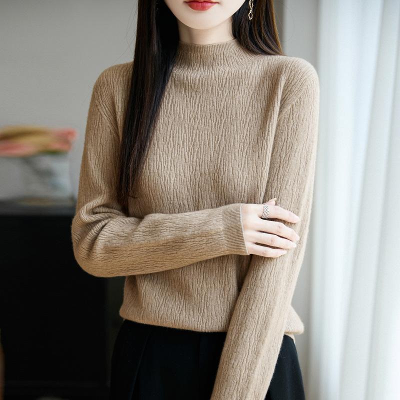 DAFIFY Women's Fashion Casual Fall Winter Solid Color Print Long Sleeve Half Turtleneck Sweaters