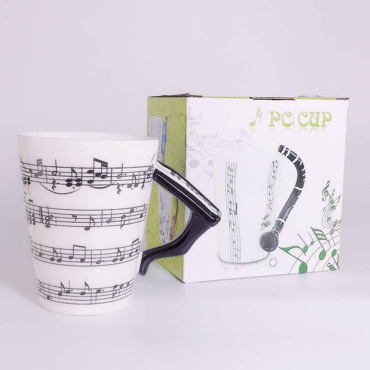 Water Cup 3D Musical Instrument Ceramic Cup 400Ml Music Note Musical Instrument Ceramic Cup Breakfast