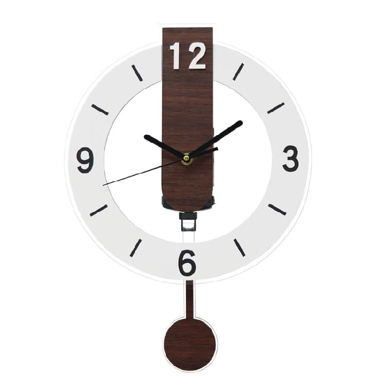 Acrylic Wall Clock with Pendulum Quiet Quartzs Arabic Numerals Hanging Swing Clock Living Room Decorative Use