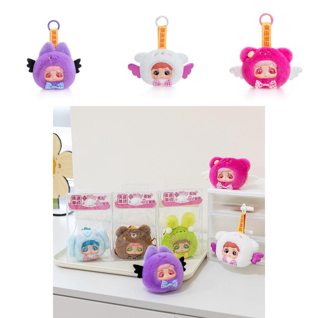 Samoyed Vinyl Doll Cute Mini Plush Figure With Short Faux Fur For Backpack Charm