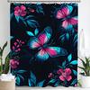 Purple Blue Floral Bouquet Butterfly Shower Curtain,Dreamy Painting Flowers &Butterfly,Bathroom Decorative Shower Curtains