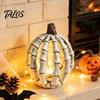 Decorative Pumpkin Skulls Halloween Skull Figurine, Realistic Resin Skeleton Statue Decorations, Spooky Gothic Home Accents Desktop Ornaments