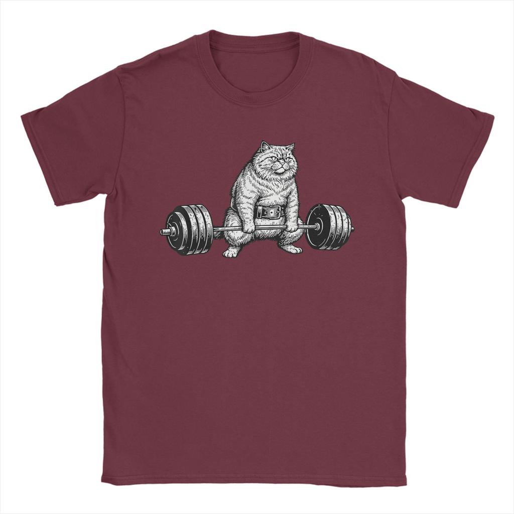 Retro Cat Deadlift Powerlifting TShirt Summer  Cotton TShirts For Men Hip Hop Casual Tee Shirt Short Sleeve Aesthetic Tees