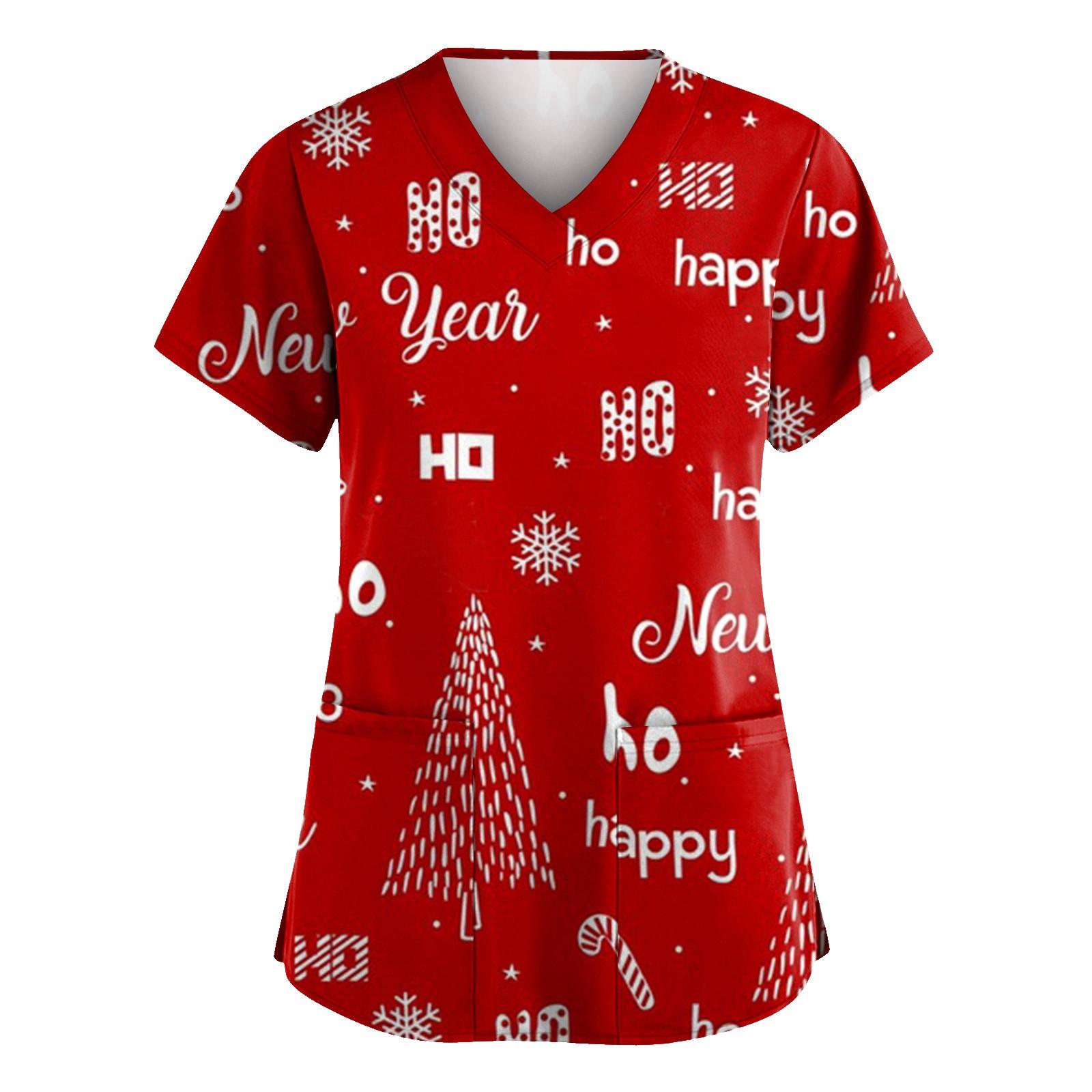 

Женская мода с v-образным вырезом, короткими рукавами и карманами, топы с принтом M