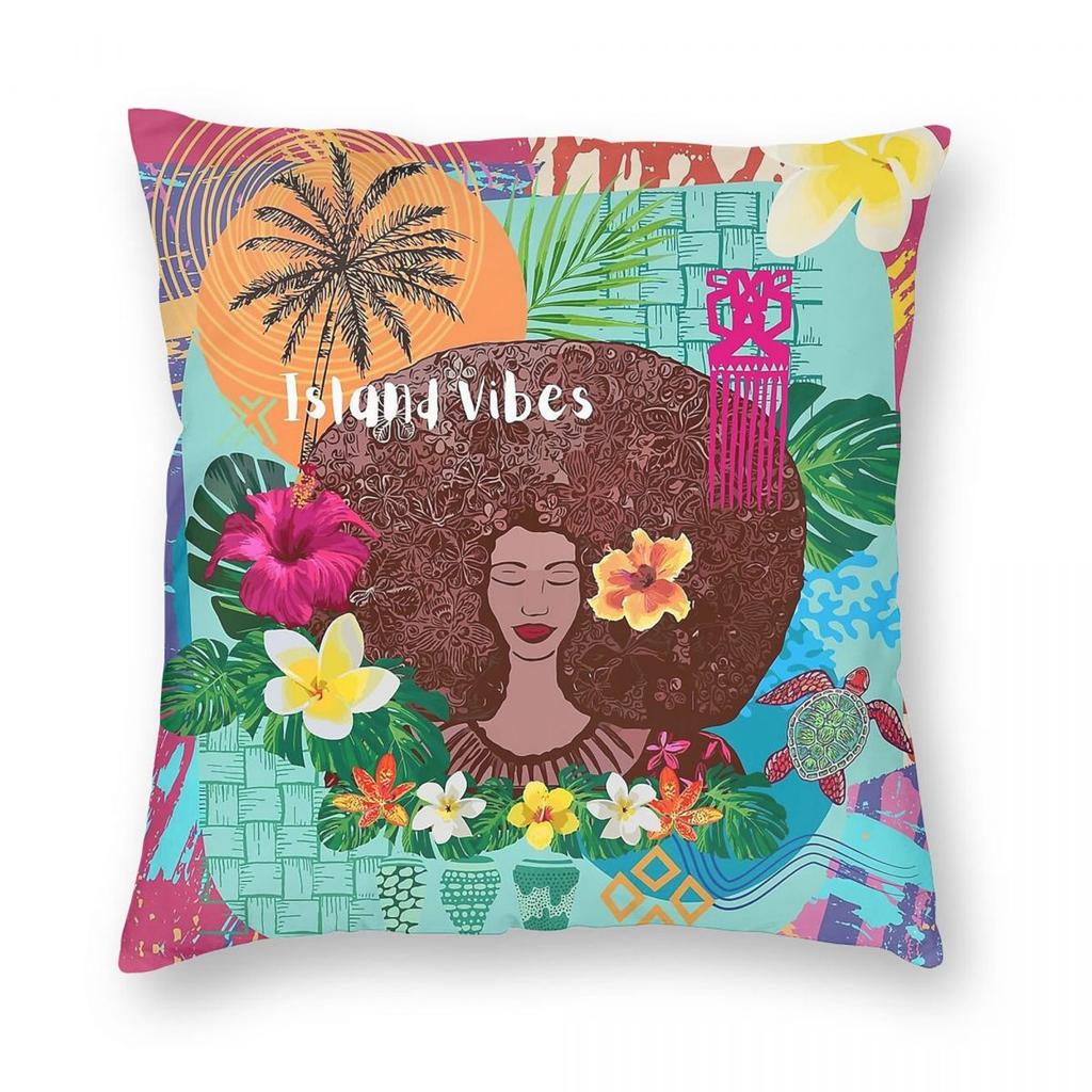 Tropical Island Vibes Square Pillowcase Polyester Linen Velvet Printed Decorative Pillow Case Sofa Cushion Cover Wholesale x