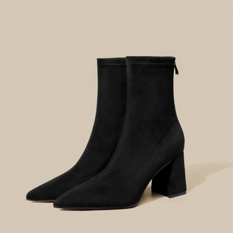 Fashion Fashion Pointed Toe Short Booties 2025 Spring Autumn Women Stretch Sock Boots New Style Ladies Elegant Thick Heels Botas Mujer