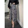 Liliya Zebra Pattern Satin Skirt Black