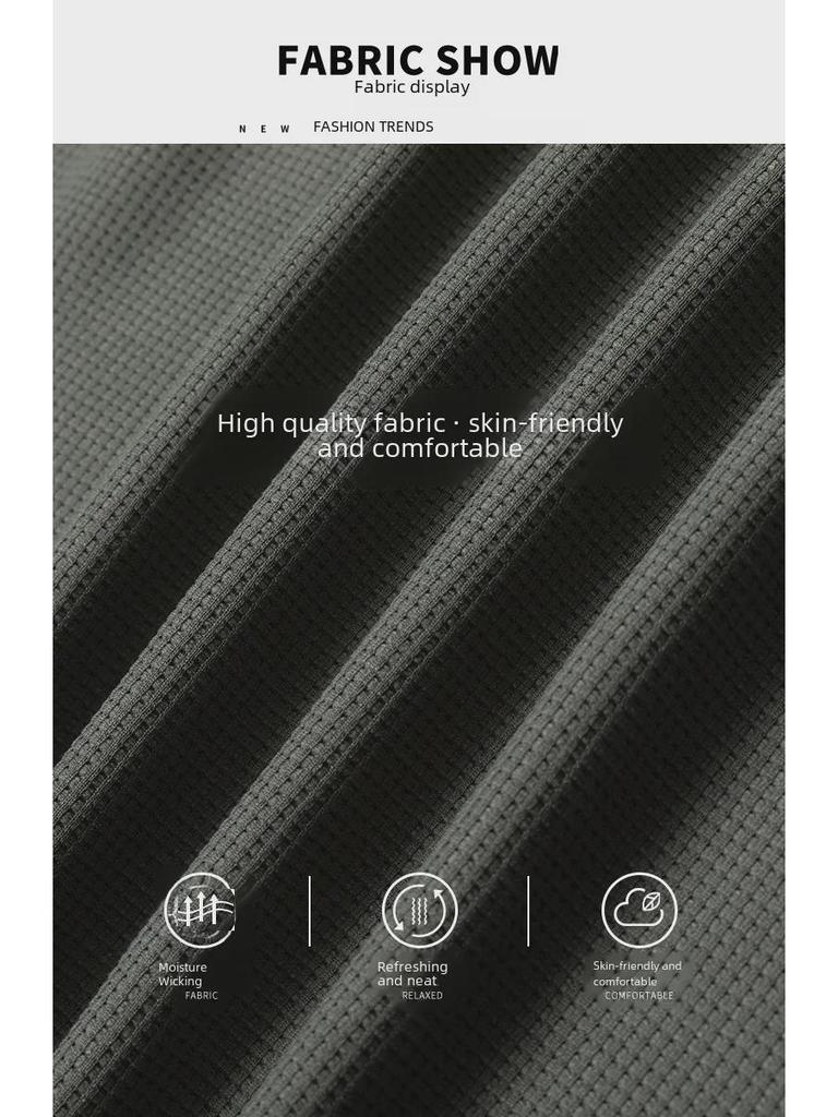 Men's High-End Waffle Knit Short-Sleeve Polo Shirt - Business Casual Summer Wear for Middle-Aged Dads