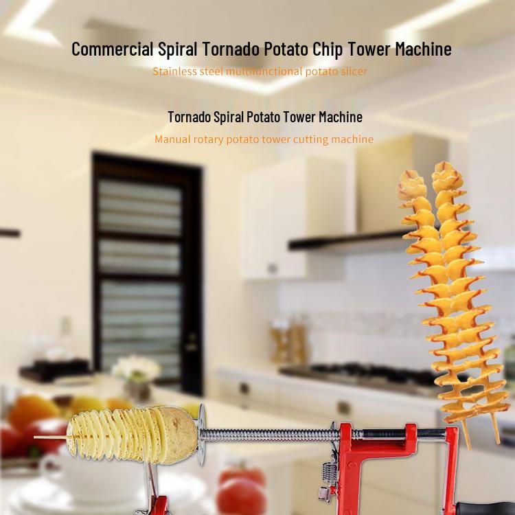 Manuel Paslanmaz Çelik Spiral Patates Dilimleyici - Ticari Döner Şiş Aracı