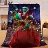 1PC Green monster Christmas Spirit Flannel Blanket Gift, Suitable for Both Men And Women, Soft Ideal for Beds And Sofa, Birthday Or Christmas Gift