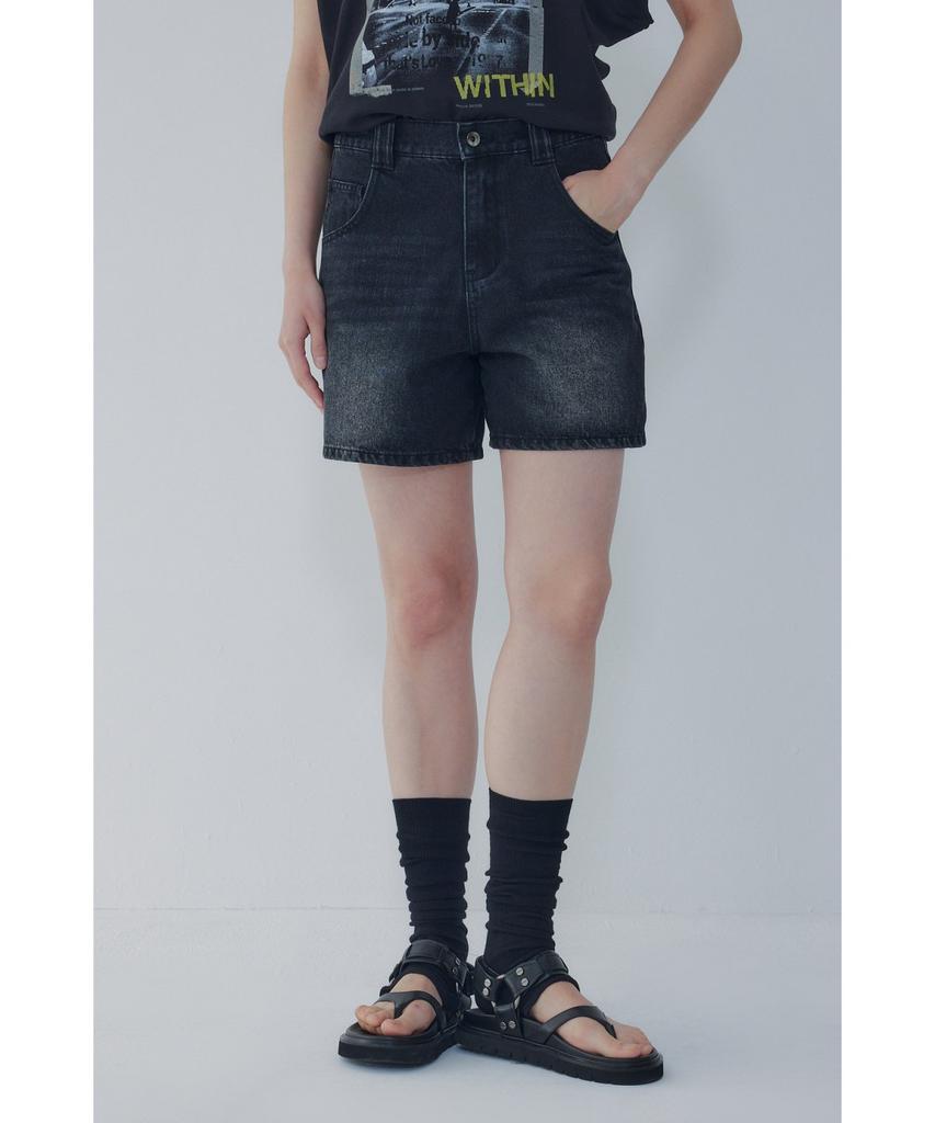 Bobeu Vintage Washed Denim Shorts_Black 7156255004