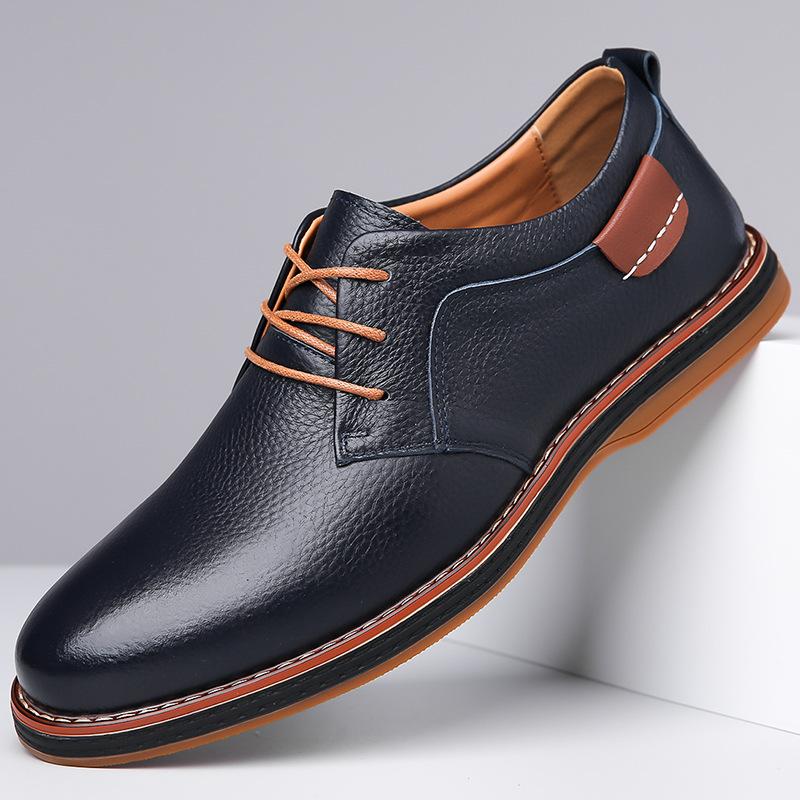 Men Oxfords Genuine Leather Dress Shoes Brogue Lace Up Italian Mens Casual Shoes  Loafers Plus Size 38-48