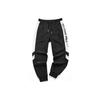 Side Color Block Letter Print Woven Tapered Loose Retro Sports Pants Women Bottoms Deep-Black T11W121803F-BK