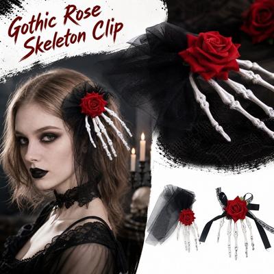 Halloween Gothic Hand, Dark Rose Hair Accessory for Women, Party Costume Prop