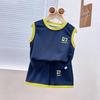 Children's Waffle Knit Sleeveless Sports Set – Breathable 2-Piece Basketball Uniform for Boys and Girls