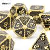 7 Pcs Black Golden Dragon Metal Dice Solid Metal Polyhedral Dice Set Suitable For Role-Playing Dice PropBoard Game Gift