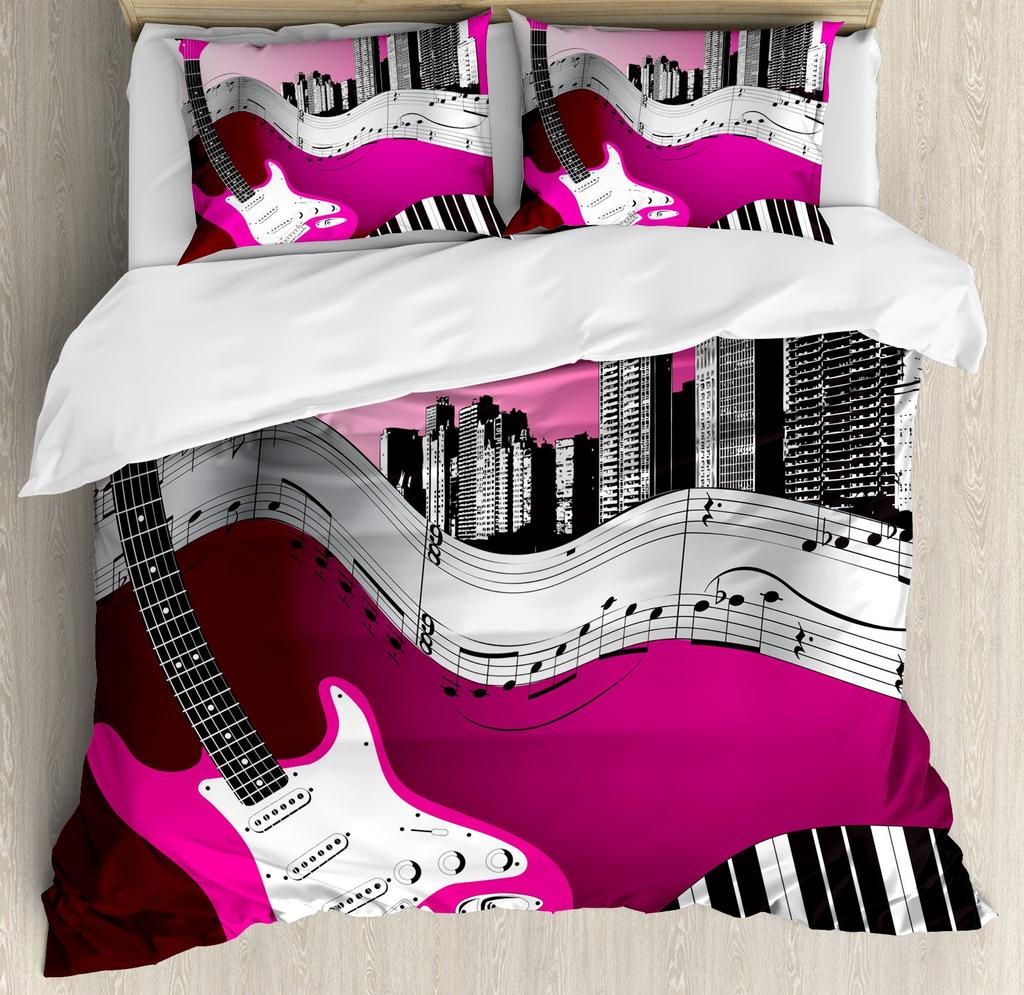 Music Duvet Cover Sets For Kids Boys Girls Teens Queen King Lightweight Bedspread Cover Bedroom Decor Music Lovers Bedding Sets