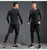 Men's Fleece-Lined Breathable Fitness Set: Warm Base Layer Tights & Long Sleeve Shirt for Running/Basketball