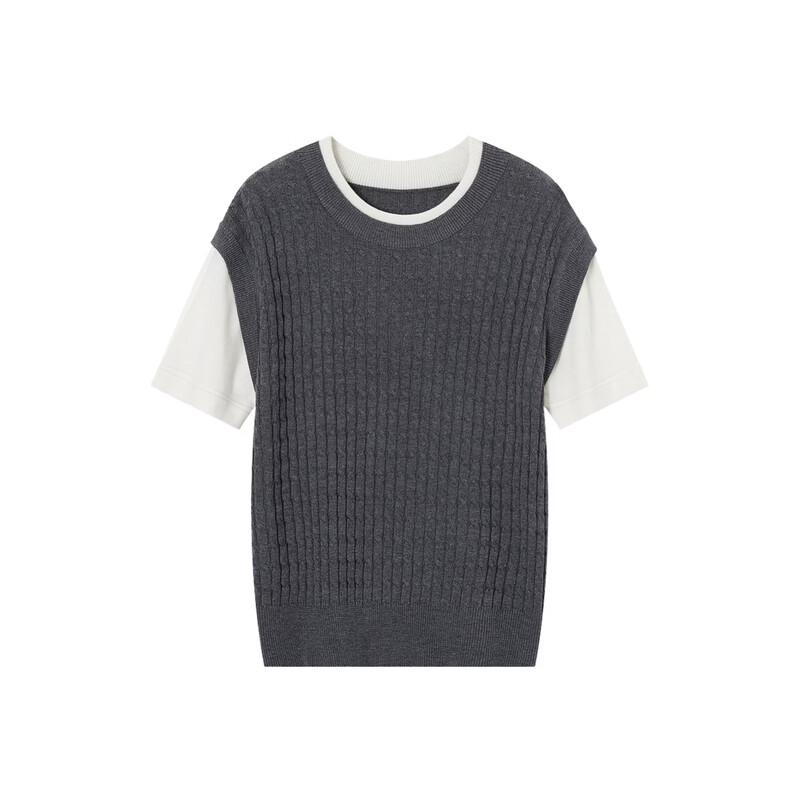 Women's Spring Silk Wool Blend Color-Block Knit Sweater