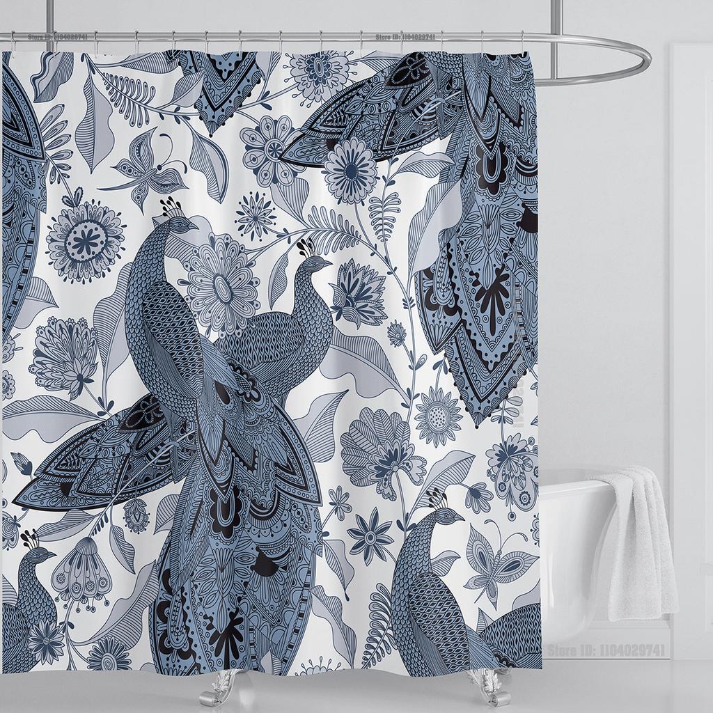 Boho Luxury Floral modern Shower Curtain flower printing Waterproof Polyester Bathroom Curtain with Hooks Bathtub Screen