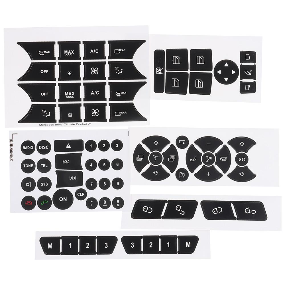 6Sheets Black A/C Central Control Button Stickers  for Mercedes Benz 2007-2014