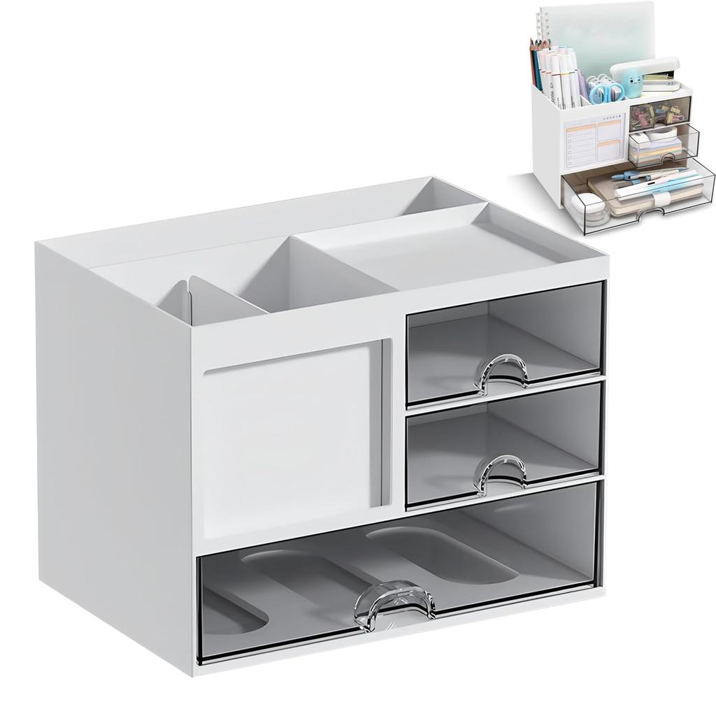 YSkrep 7-Tier Large Capacity Desk Organizer with Clear Drawers, Space-Saving, Clutter-Free Storage, Shockproof, Lightweight, and Portable. 7-Tier Pen
