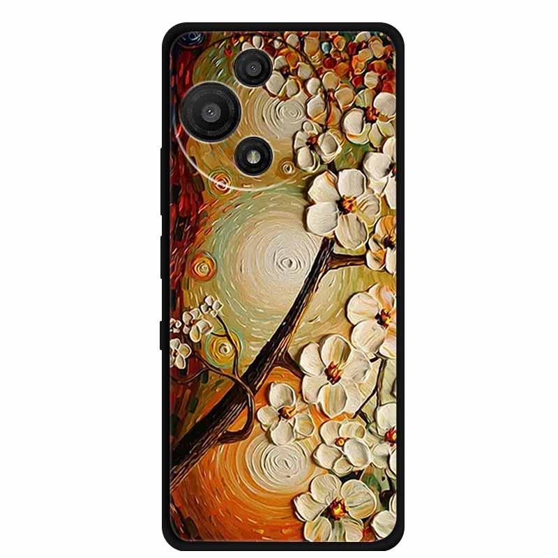 For TCL 60 SE Nxtpaper Case 3D Emboss Relief Flowers Black TPU Silicone Soft Back Cover Cases For TCL 60R Case 6.7" Fundas Bag