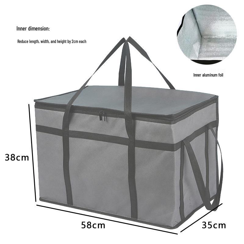 Large Capacity Double Zipper Insulated Picnic Ice Pack Bag – Black Non-woven Fabric