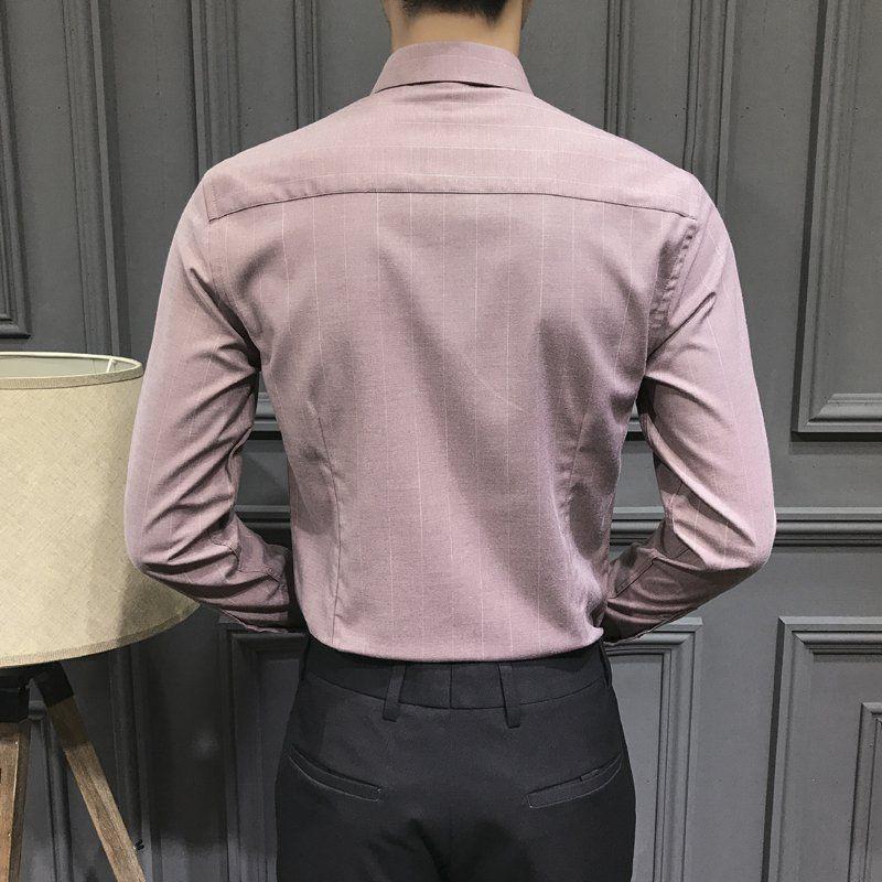 Premium Non-iron Long-sleeved Casual Shirt Spring Korean Style Men's Striped New Business Slim Fashion Handsome