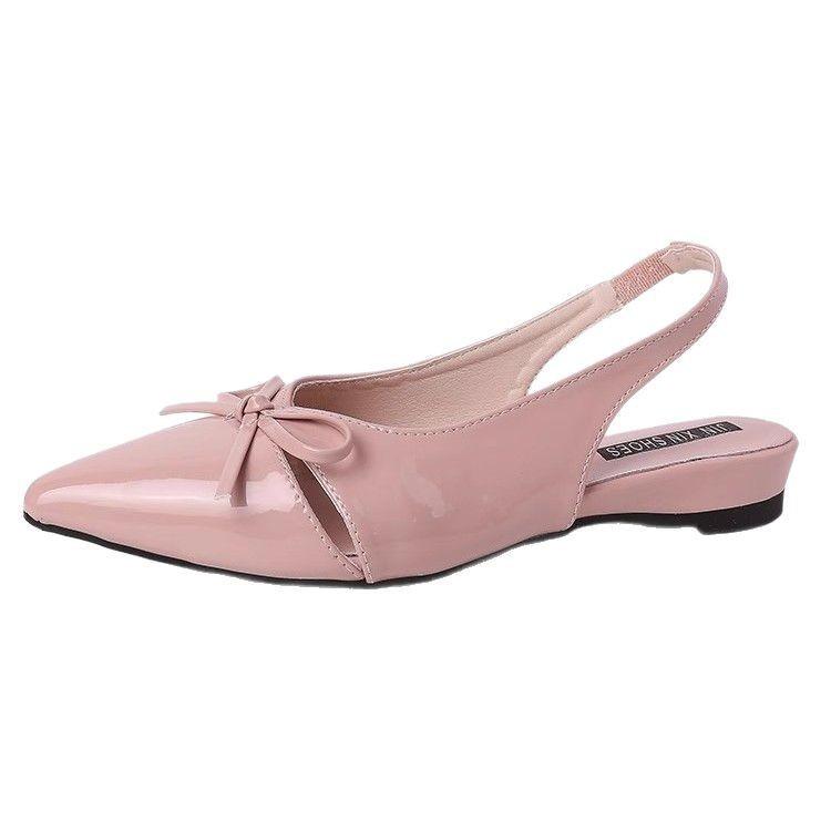 Bow women bag head Roman sandals summer fashion niche design sense commuter invisible pointed wedge heel women's shoes