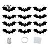 Cool Halloween Bat Patterns 12 Pcs Hanging Bats Decorations with Glowing Eyes, 3D Realistic Spooky Premium Material Decor Fake Flying for Haunted