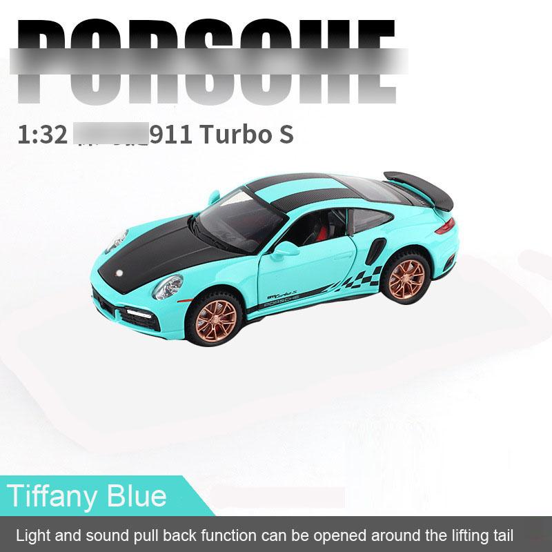 

1: 32 Модель автомобиля Porsche 911 Turbo-S Высокодетализированные литые игрушки со звуком и светом Инерционные машины Игрушки для украшения для детей синий