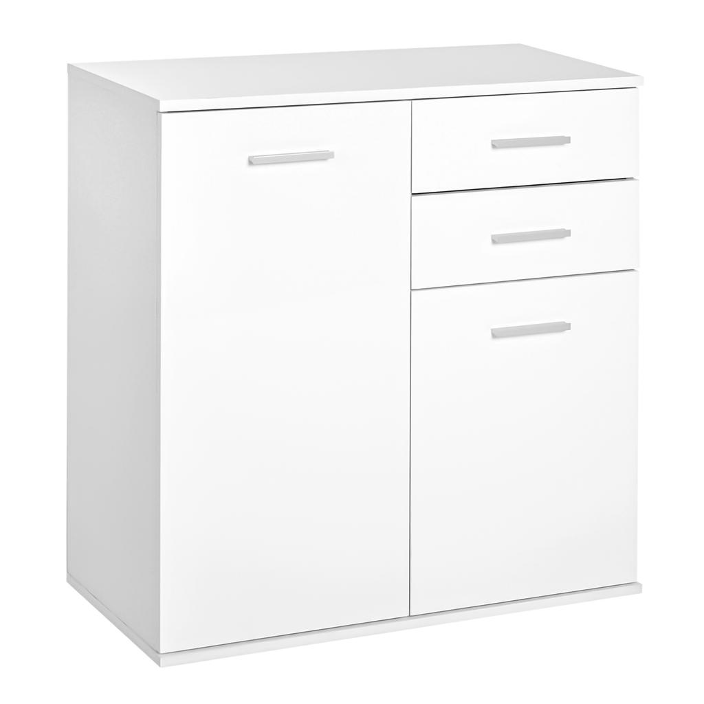 Living Room Side Furniture Narrow Sideboard with Doors and Drawers 71x35x76cm White