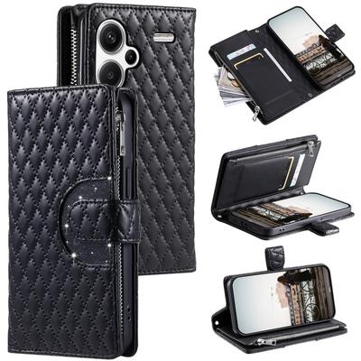Luxus-PU-Leder-Telefonabdeckung für Xiaomi 13T Redmi Note 13 Pro 12 11 K70E Stoßfestes TPU-Portemonnaie Flip Lanyard Case