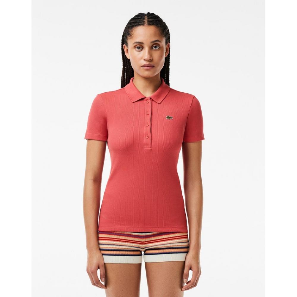 

LacoSte Women S 4 Button Ribbed Polo Shirt Df5377 54g Zv9 034