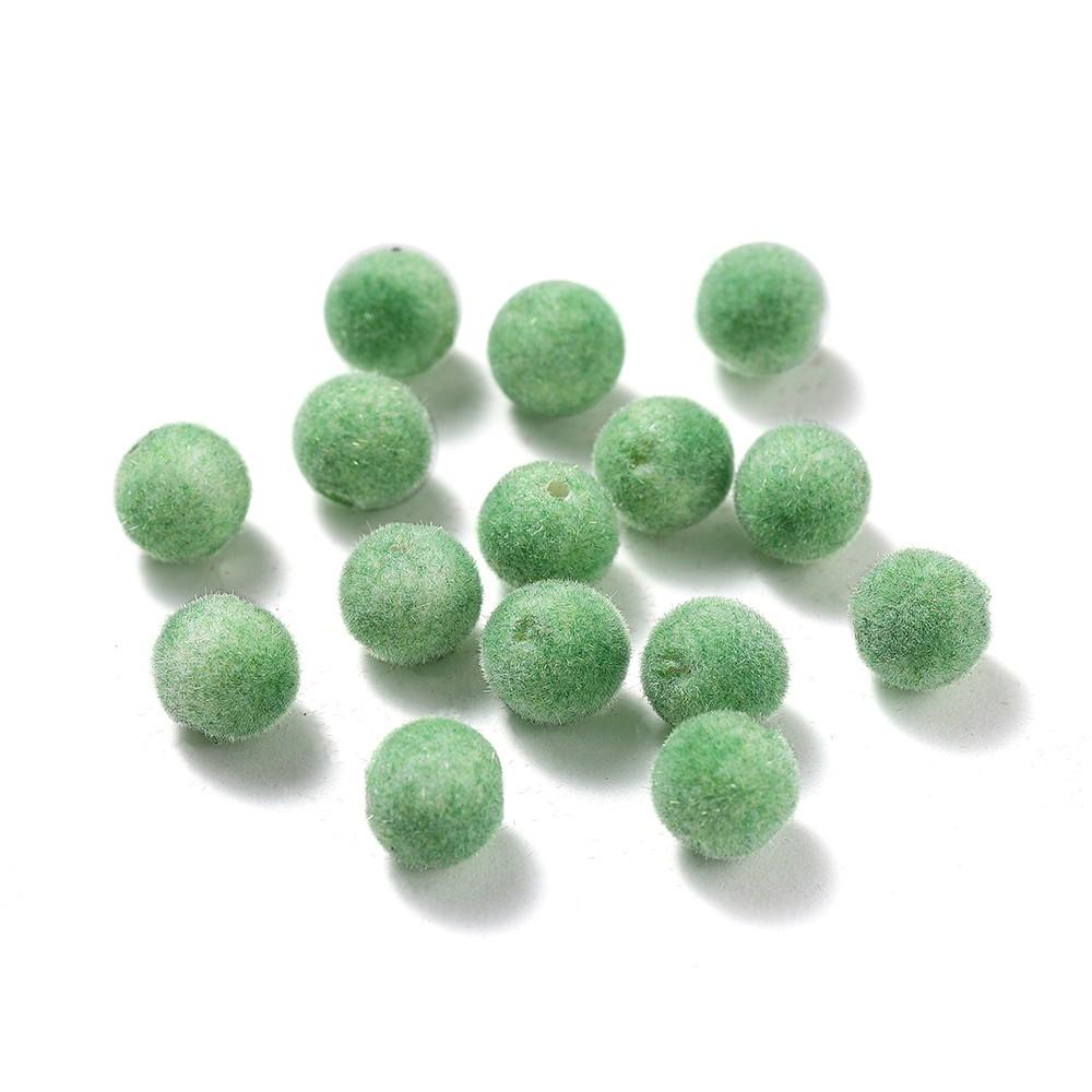 30 Pezzi 8/10mm Colorati Feltro Floccato Peluche Perline Acriliche Perline Distanziatrici Sfuse per Orecchini Braccialetti Fai da Te Accessori per la Creazione di Gioielli