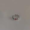 Korean Flower Silver-Plated Enamel Adjustable Ring - Hyun-ah Collection