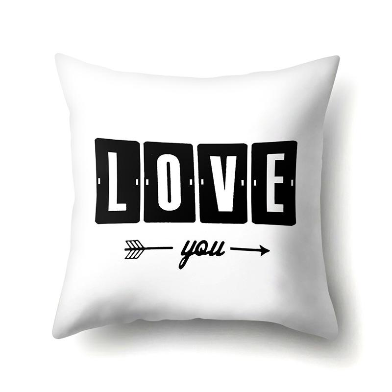 Polyester Pillowcase Black and White Printed Pillowcase Waist Cushion Cover Geometric Cushion Head Cushion Cover