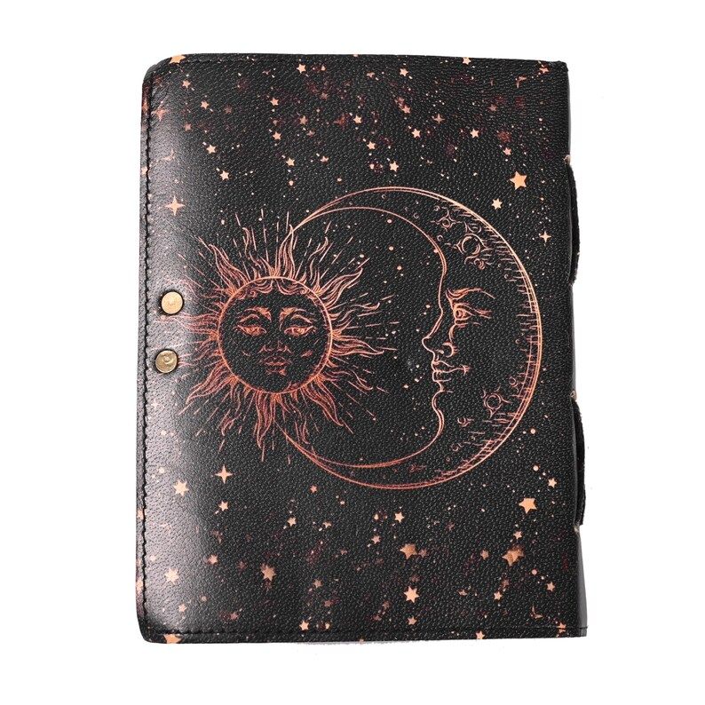 Handmade Leather Sun Journal: Deckle Edge Paper Book of Shadows