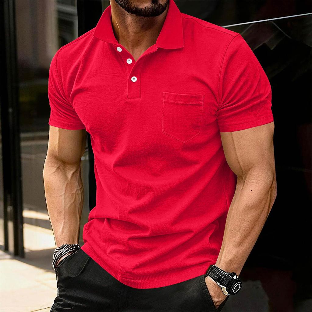 Men's Fashion Shirts Short Sleeve Casual Cotton Golf Shirts Moisture Wicking Shirt With Pocket